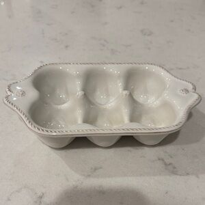 Juliska White Ceramic Egg Holder